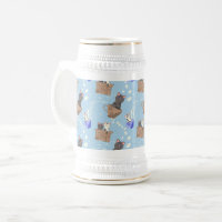 Katten in doos en melkdruppels op blauw
