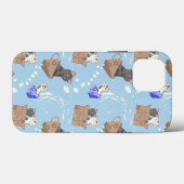 Katten in doos en melkdruppels op blauw Case-Mate iPhone case (Achterkant (horizontaal))