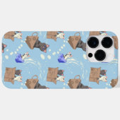 Katten in doos en melkdruppels op blauw Case-Mate iPhone case (Achterkant (horizontaal))