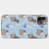 Katten in doos en melkdruppels op blauw Case-Mate iPhone case (Achterkant (horizontaal))