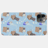 Katten in doos en melkdruppels op blauw Case-Mate iPhone case (Achterkant (horizontaal))