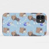 Katten in doos en melkdruppels op blauw Case-Mate iPhone case (Achterkant (horizontaal))
