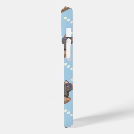 Katten in doos en melkdruppels op blauw Case-Mate iPhone case (Achterkant / Links)