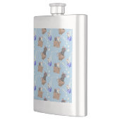 Katten in doos en melkdruppels op blauw flacon (Links)