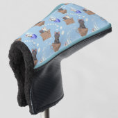 Katten in doos en melkdruppels op blauw golfheadcover (3/4 voorkant)