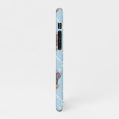 Katten in doos en melkdruppels op blauw iPhone hoesje (Linkerkant)