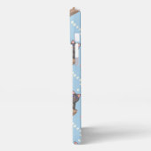 Katten in doos en melkdruppels op blauw iPhone hoesje (Linkerkant)