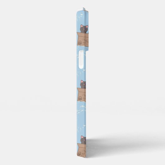 Katten in doos en melkdruppels op blauw iPhone hoesje (Rechterkant)