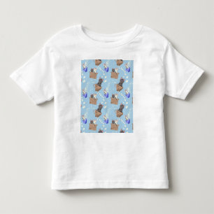 Katten in doos en melkdruppels op blauw kinder shirts