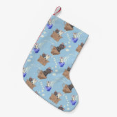 Katten in doos en melkdruppels op blauw kleine kerstsok (Voorkant (Hangend))