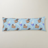 Katten in doos en melkdruppels op blauw lichaamskussen (Achterkant)