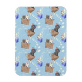 Katten in doos en melkdruppels op blauw magneet (Verticaal)