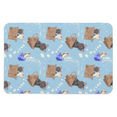 Katten in doos en melkdruppels op blauw magneet (Horizontaal)