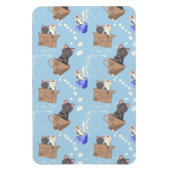 Katten in doos en melkdruppels op blauw magneet (Verticaal)