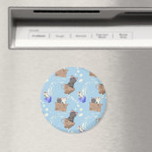 Katten in doos en melkdruppels op blauw magneet (Insitu (Vaatwasser))