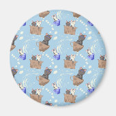 Katten in doos en melkdruppels op blauw magneet (Voorkant)