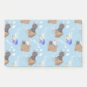 Katten in doos en melkdruppels op blauw post-it® notes (Voorkant)