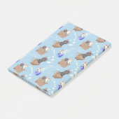 Katten in doos en melkdruppels op blauw post-it® notes (Schuin)