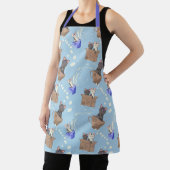 Katten in doos en melkdruppels op blauw schort (Insitu)