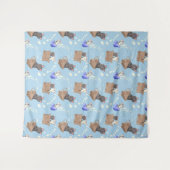 Katten in doos en melkdruppels op blauw wandkleed (Voorkant (horizontaal))