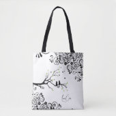 Katten in een boom-liefde Zwarte witwoordtekst in  Tote Bag (Voorkant)