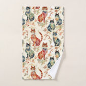 Katten in een Chinees Waterverf patroon Bad Handdoek (Handdoek)