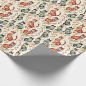 Katten in een Chinees Waterverf patroon Cadeaupapier (Hoek)