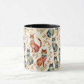 Katten in een Chinees Waterverf patroon Mok (Midden)