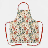 Katten in een Chinees Waterverf patroon Schort (Voorkant)