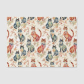 Katten in een Chinees Waterverf patroon Tissuepapier (Voorkant)