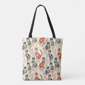 Katten in een Chinees Waterverf patroon Tote Bag (Achterkant)