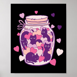 Katten in een flesje Valentijnsdag hartjes Schatti Poster