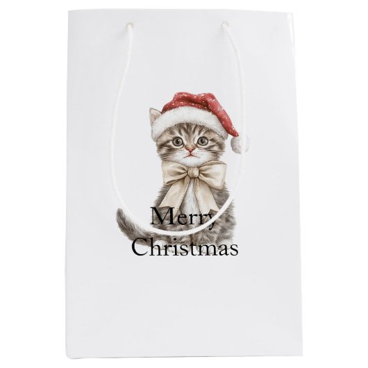 Katten in een hoed Kerstmis Medium Cadeauzakje (Voorkant)
