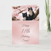 Katten in een kersenbloesemboom Meisjes Verjaardag Kaart (Voorkant)