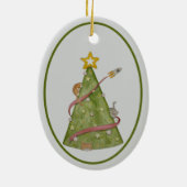 Katten in een kerstboomornament keramisch ornament (Achterkant)