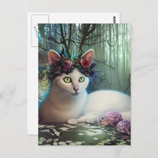 Katten in een Magical Forest AI Generated Art Briefkaart (Voorkant / Achterkant)