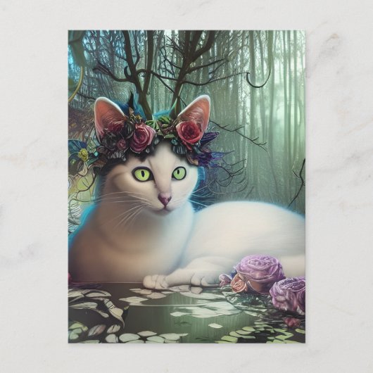 Katten in een Magical Forest AI Generated Art Briefkaart (Voorkant)