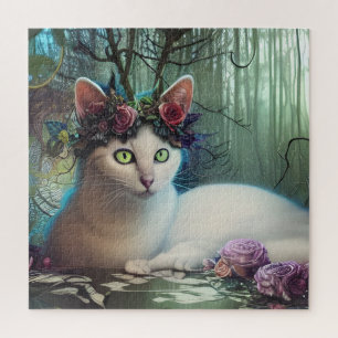 Katten in een Magical Forest AI Generated Art Legpuzzel