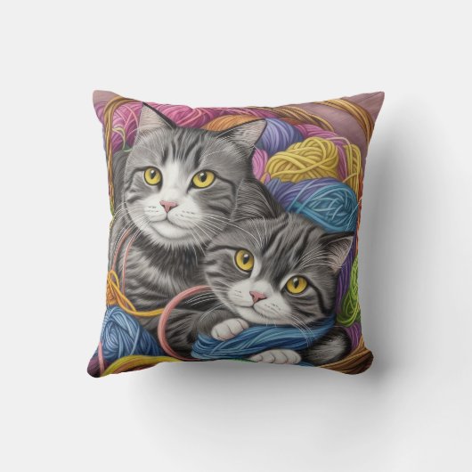 Katten in een mand kussen (Achterkant)