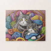Katten in een mand legpuzzel (Horizontaal)