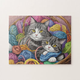 Katten in een mand legpuzzel