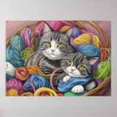 Katten in een mand poster (Voorkant)