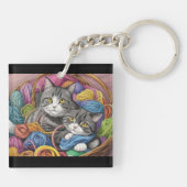 Katten in een mand sleutelhanger (Achterkant)