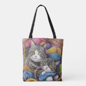 Katten in een mand tote bag (Achterkant)