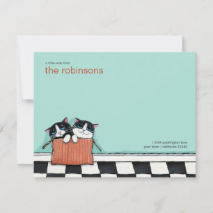 Katten in een verpakkingsdoos   Forfaitaire briefk Notitiekaartje
