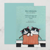 Katten in een verpakkingsdoos | Nieuwe kennisgevin Aankondiging (Voorkant / Achterkant)
