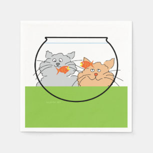 Katten in een vissenkom servet