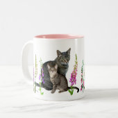 Katten in Foxglove Tweekleurige Koffiemok (Voorkant links)