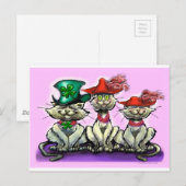 Katten in Funny Petten Briefkaart (Voorkant / Achterkant)