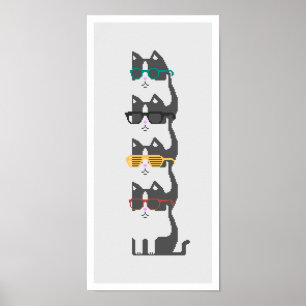 Katten in glazen heipalen, Poster voor kunst